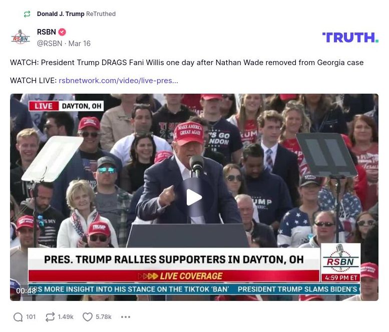 Post image from Donald Trump