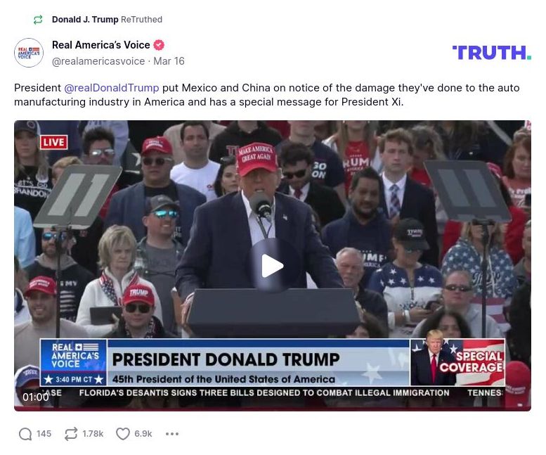 Post preview from Donald Trump