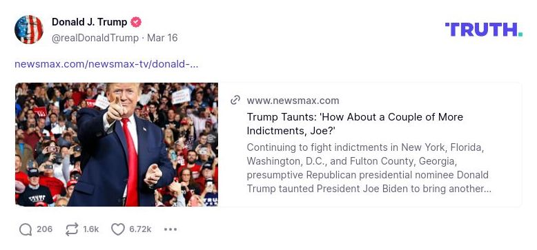 Post image from Donald Trump