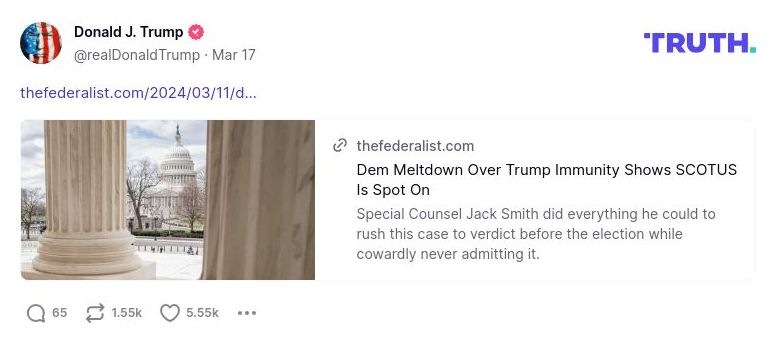 Post image from Donald Trump