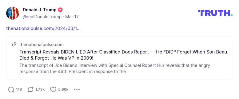 Post image from Donald Trump