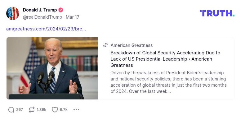 Post image from Donald Trump