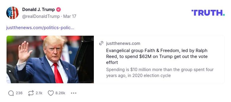 Post image from Donald Trump