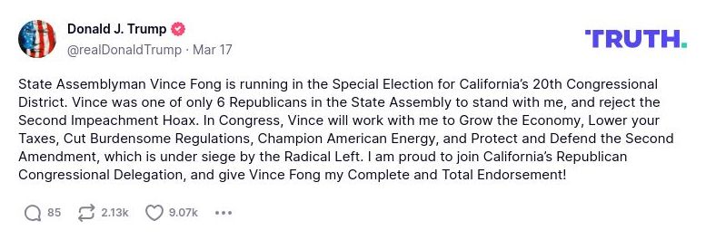 Post image from Donald Trump