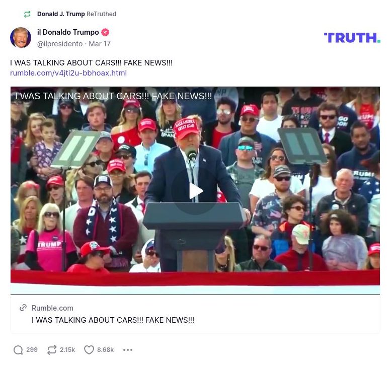 Post image from Donald Trump