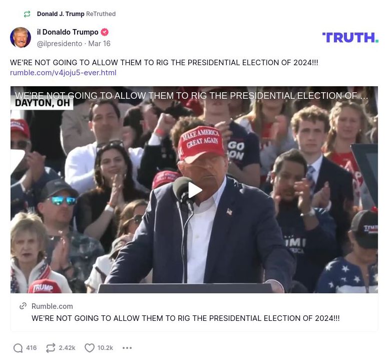 Post image from Donald Trump