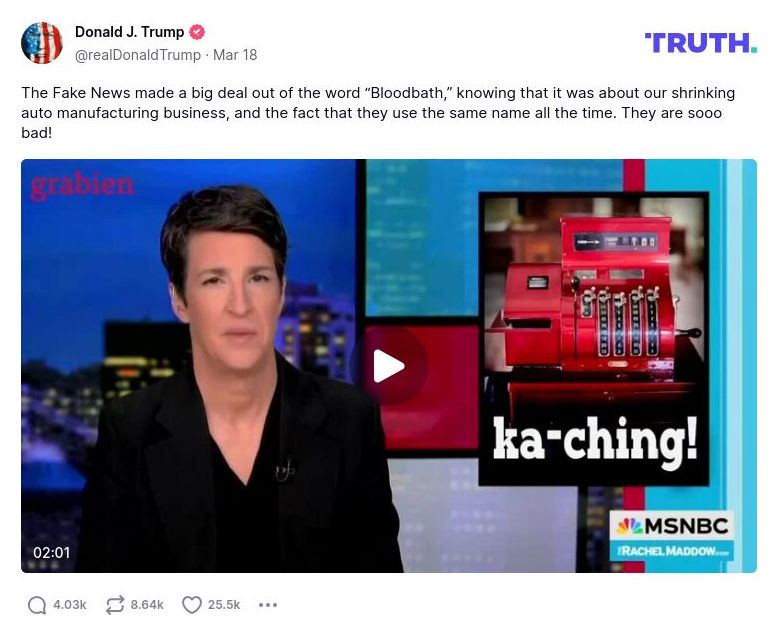 Post image from Donald Trump