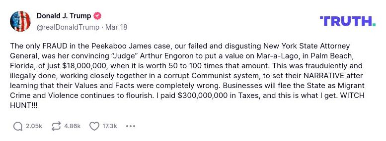 Post image from Donald Trump