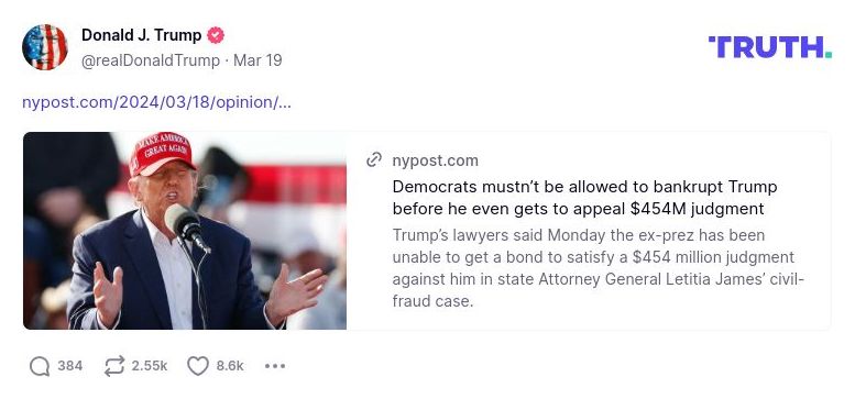 Post image from Donald Trump