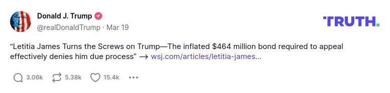 Post image from Donald Trump