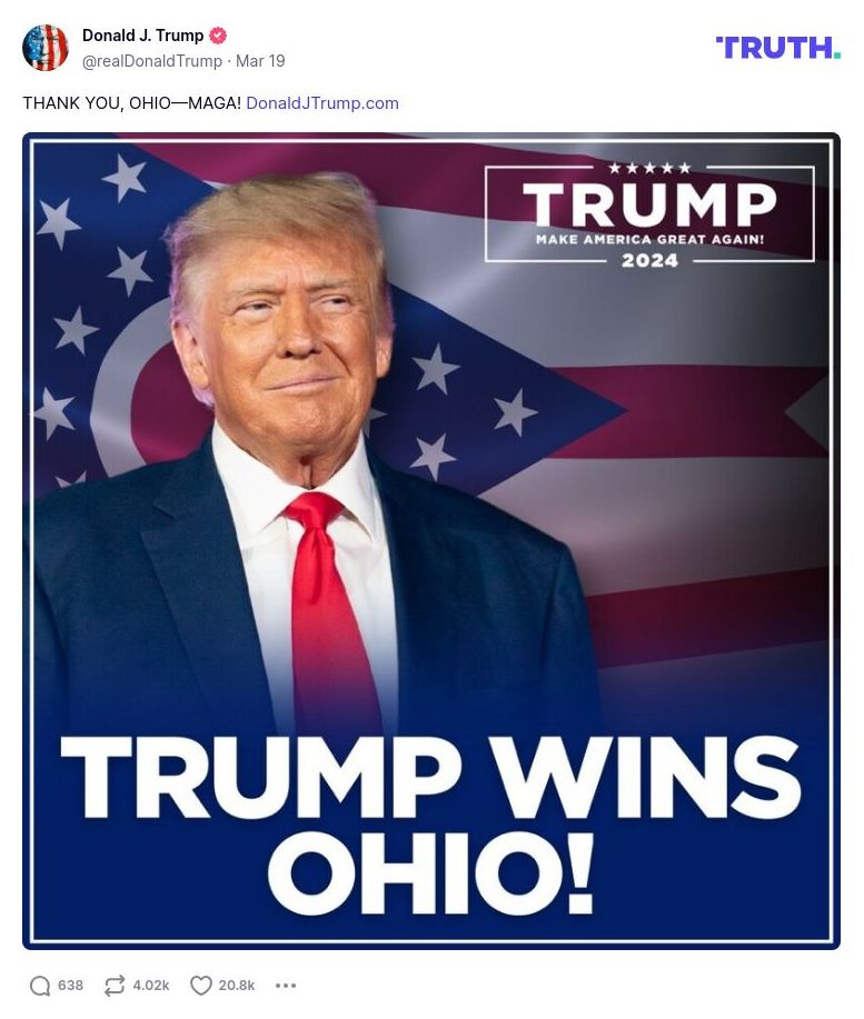 Post image from Donald Trump