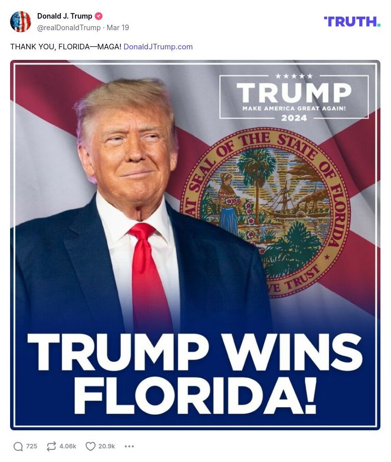 Post image from Donald Trump