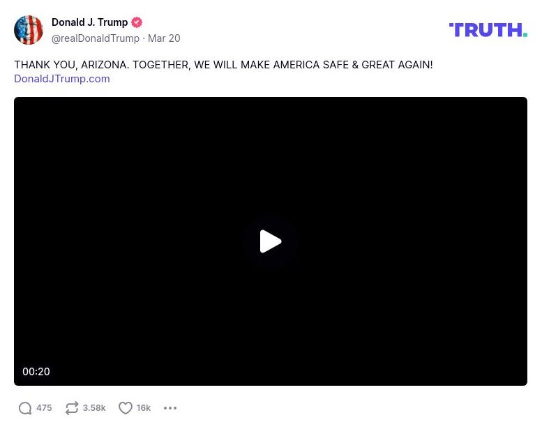 Post image from Donald Trump