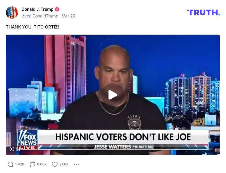 Post image from Donald Trump