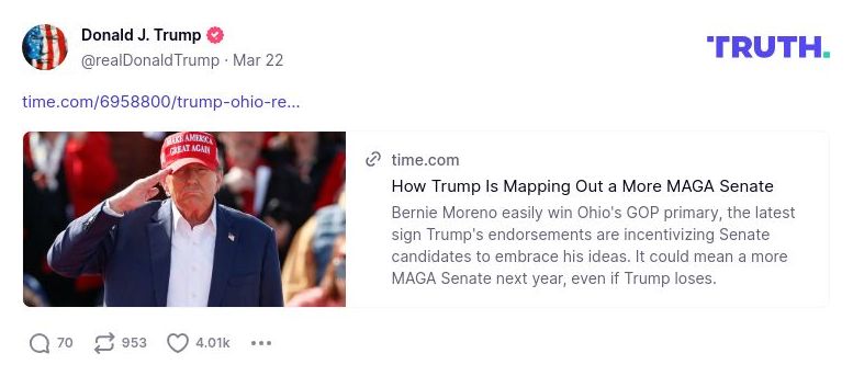 Post image from Donald Trump