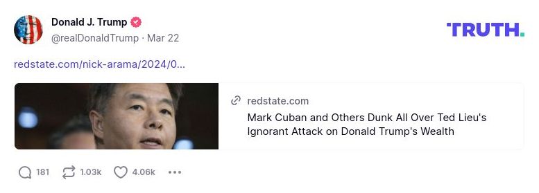 Post image from Donald Trump