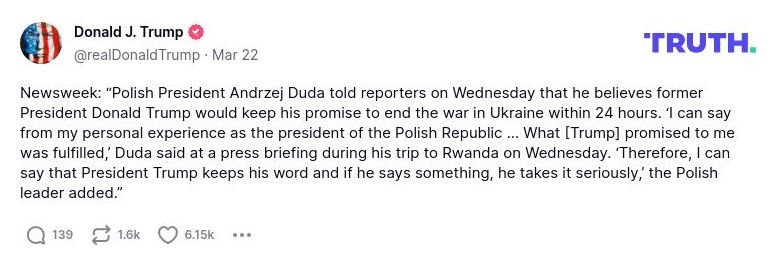 Post preview from Donald Trump