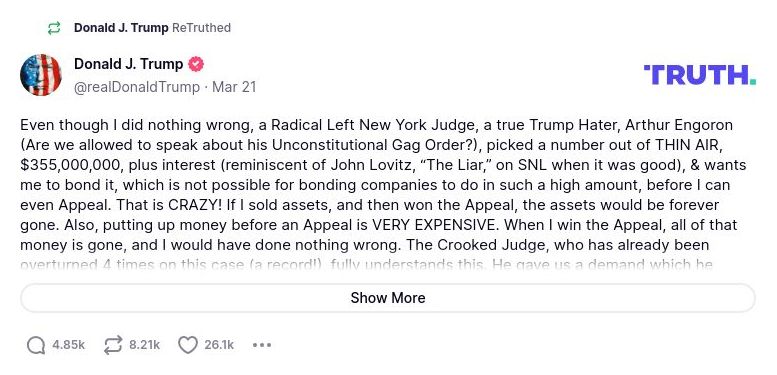 Post image from Donald Trump