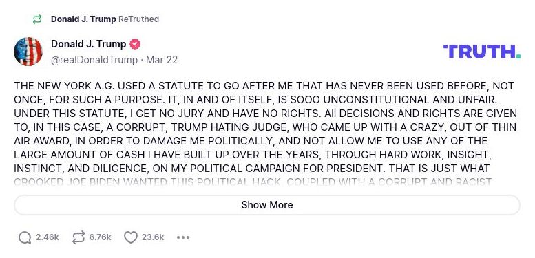 Post image from Donald Trump