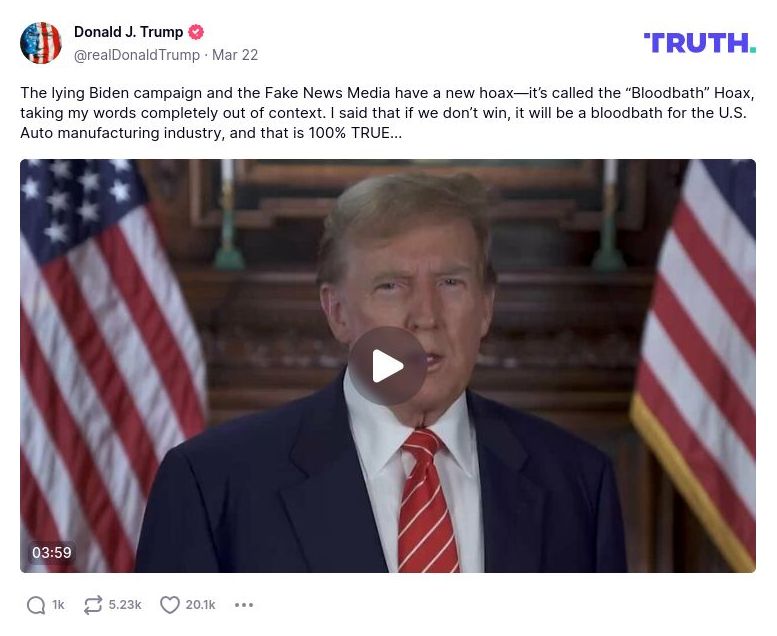 Post image from Donald Trump