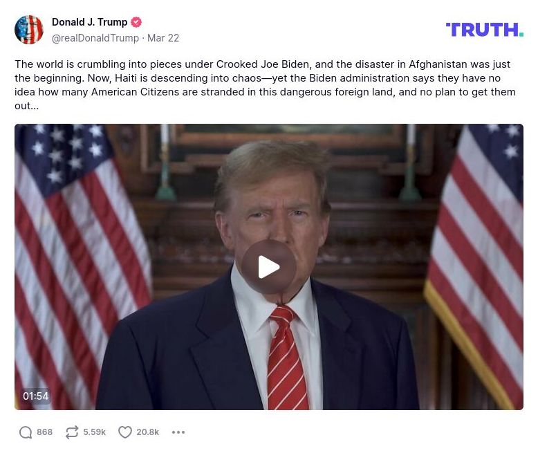 Post image from Donald Trump