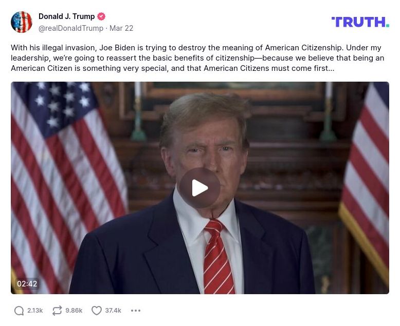 Post image from Donald Trump