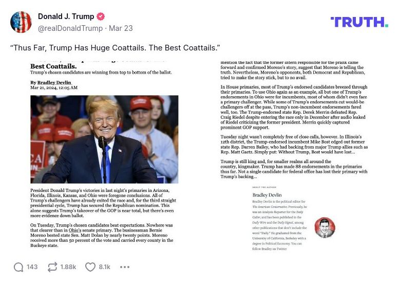 Post image from Donald Trump