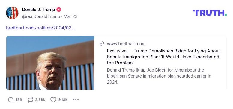 Post preview from Donald Trump