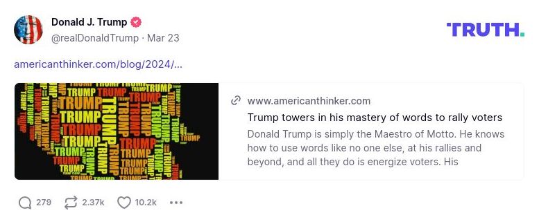 Post image from Donald Trump