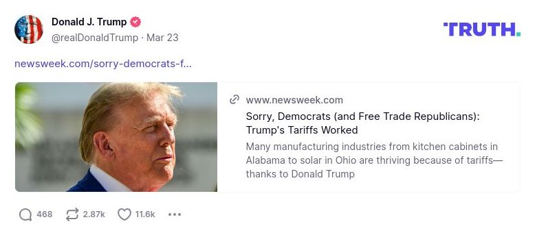 Post image from Donald Trump