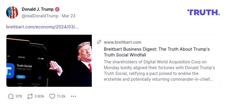 Post image from Donald Trump