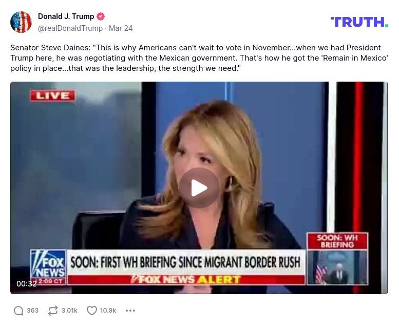 Post image from Donald Trump