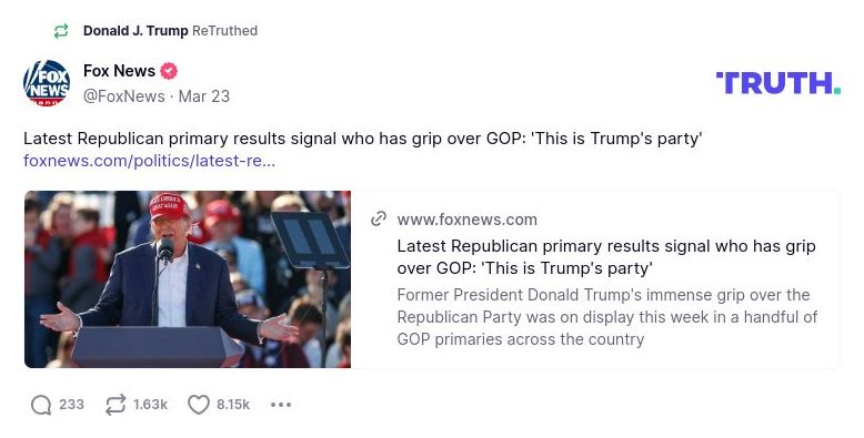 Post image from Donald Trump