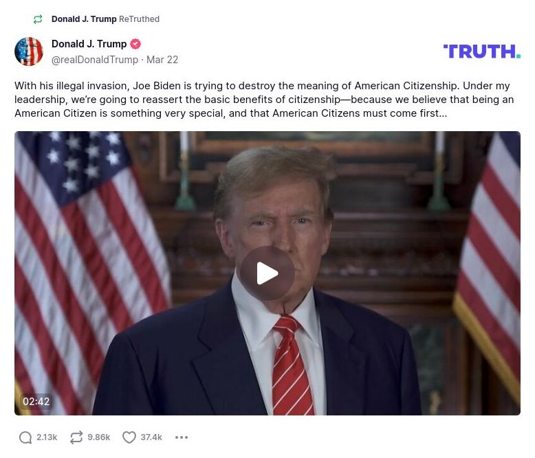 Post image from Donald Trump