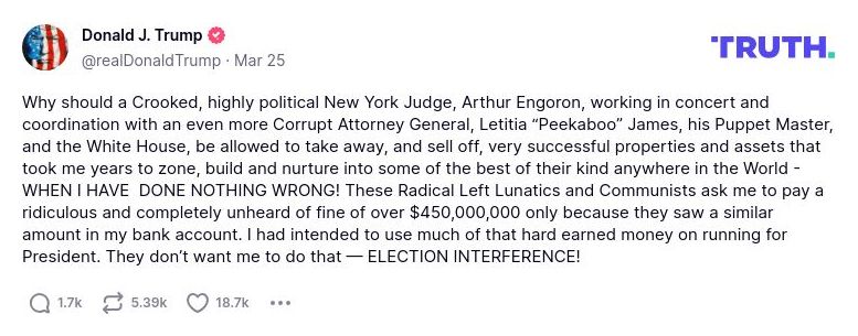 Post image from Donald Trump