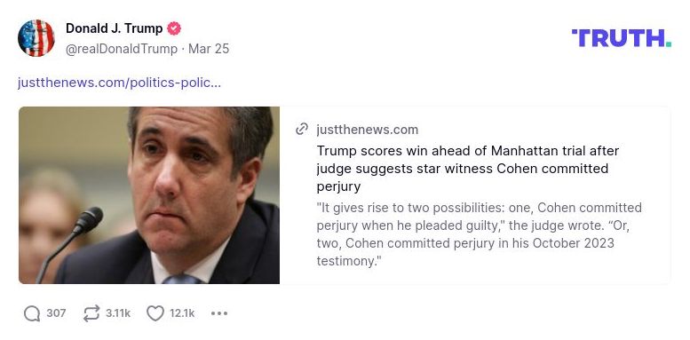 Post image from Donald Trump