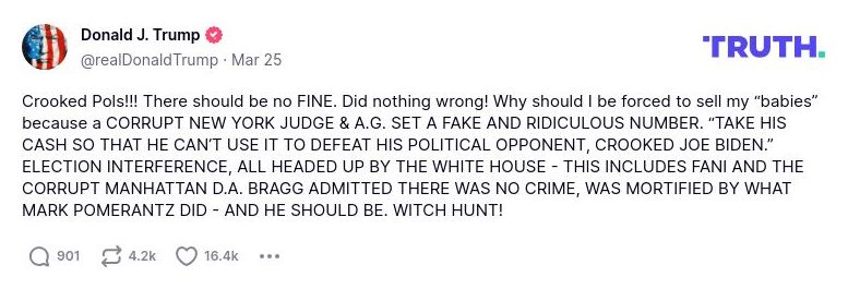 Post image from Donald Trump