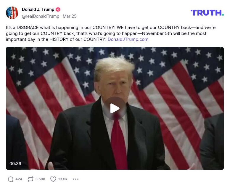 Post image from Donald Trump