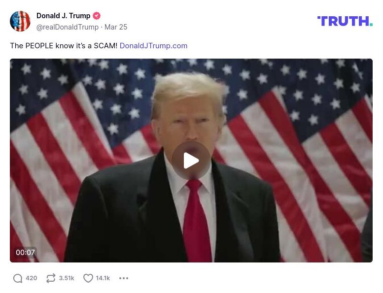 Post image from Donald Trump