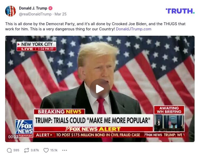 Post image from Donald Trump