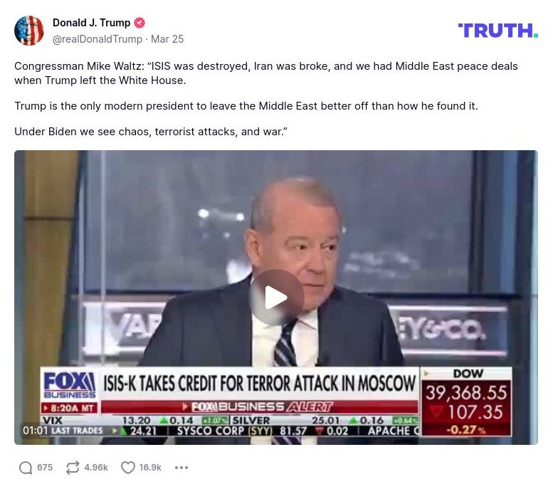 Post preview from Donald Trump