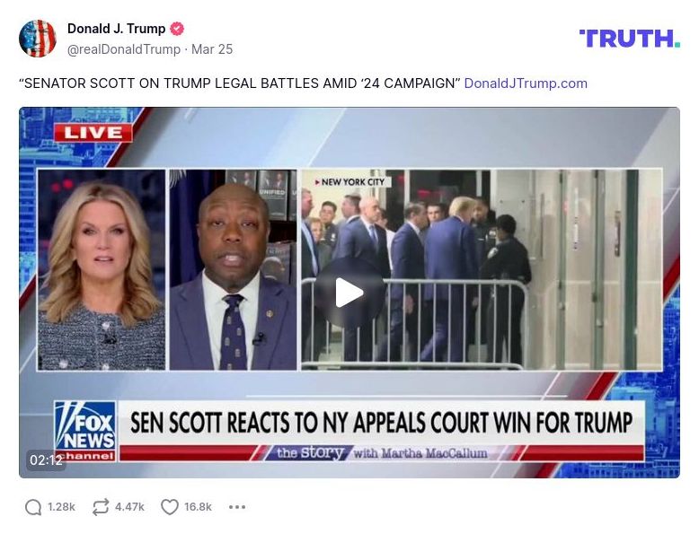 Post image from Donald Trump