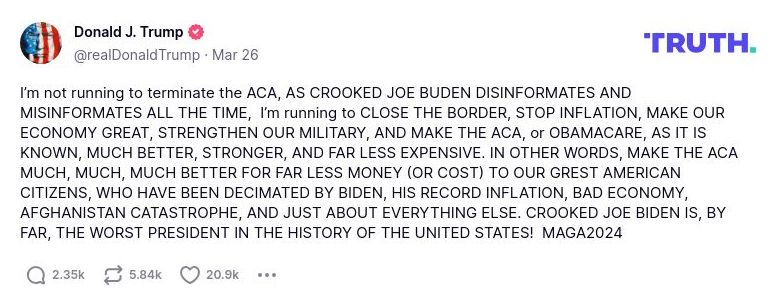 Post preview from Donald Trump