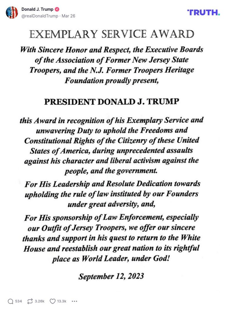 Post image from Donald Trump