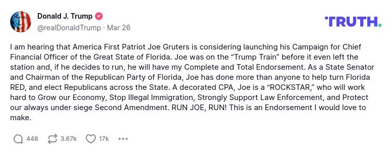 Post preview from Donald Trump