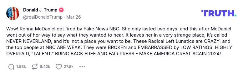 Post image from Donald Trump