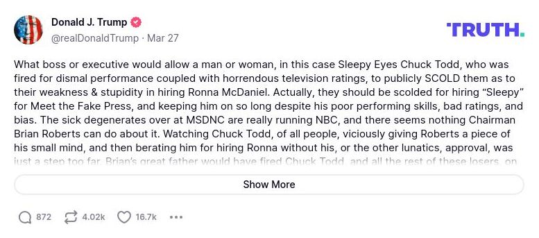 Post image from Donald Trump