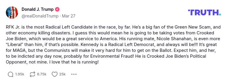 Post image from Donald Trump