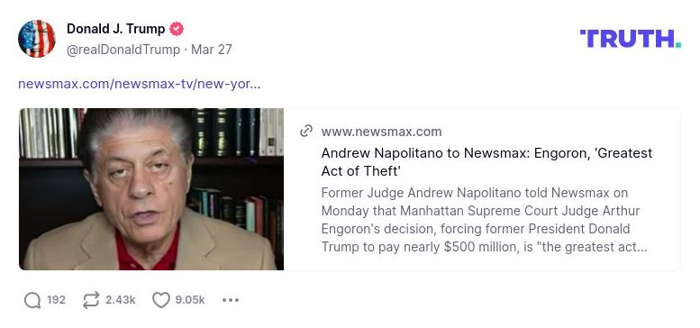 Post image from Donald Trump