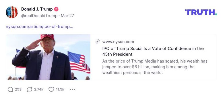 Post image from Donald Trump